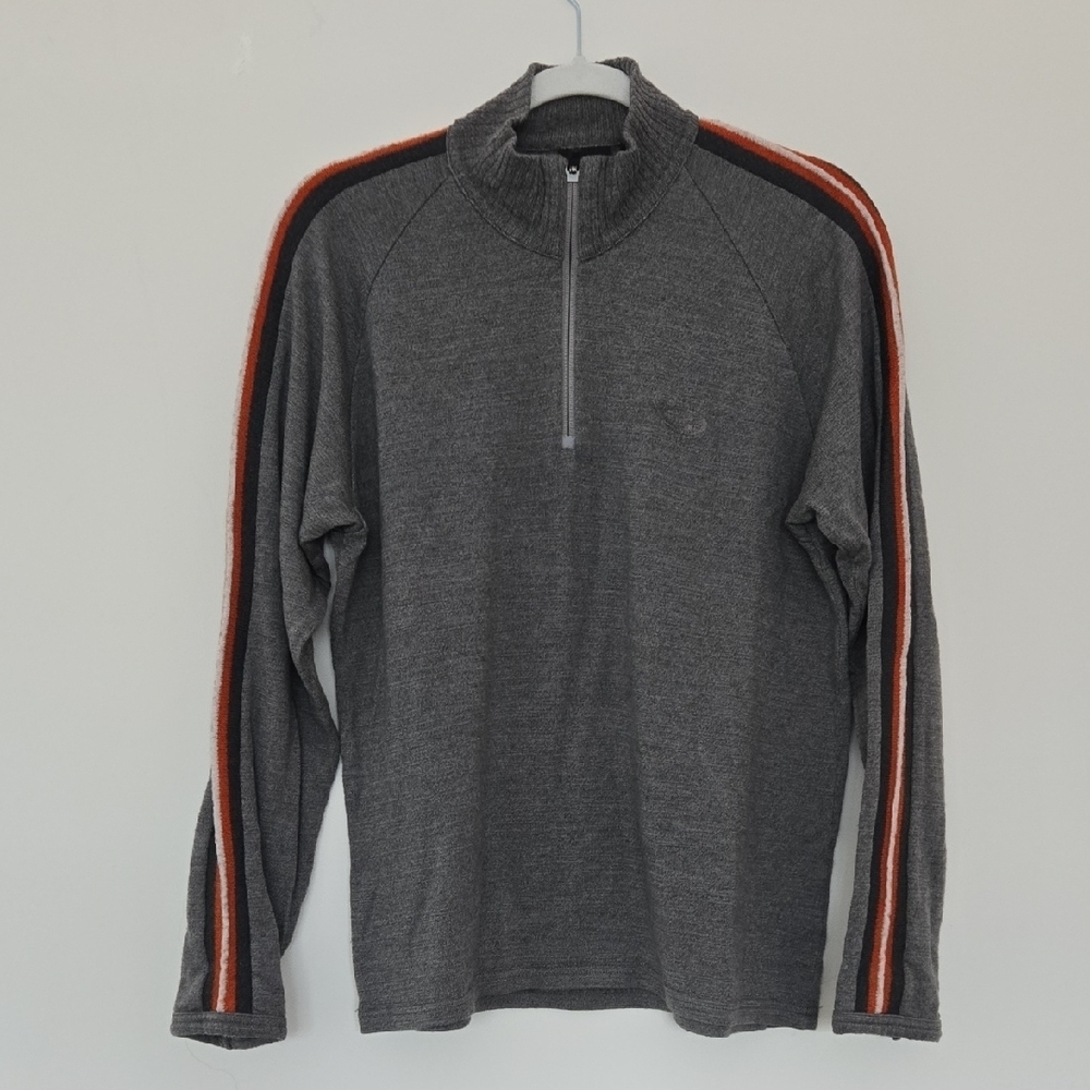 Men's Gray Half-Zip Icebreaker merino wool sweater gray warm outdoor Medium